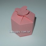 Caixinha HEXAGONAL PÉTALA em papelão rosa <br>Pacote com 10 unidades